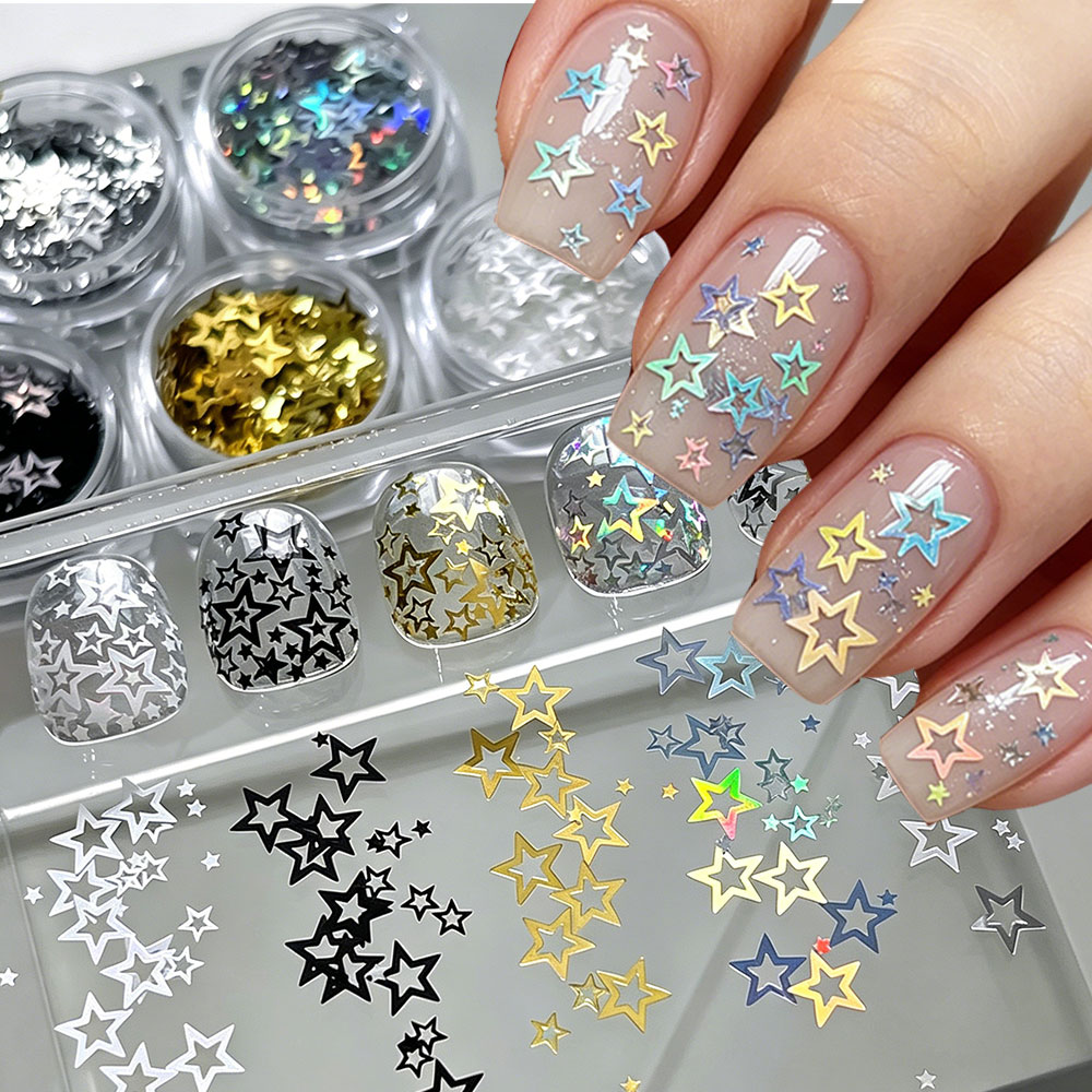 1 JAR Hollow Five-pointed Star - огляд і ціна Gold Foil Flakes